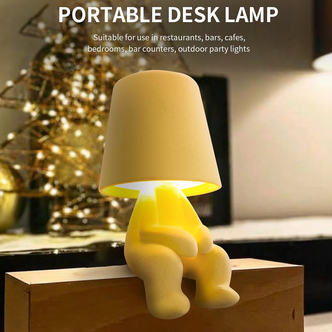 Mood Lighting Lamps, Thinker Figurine Table Lamp, Rechargeable Touch-Controlled LED Table Lamp