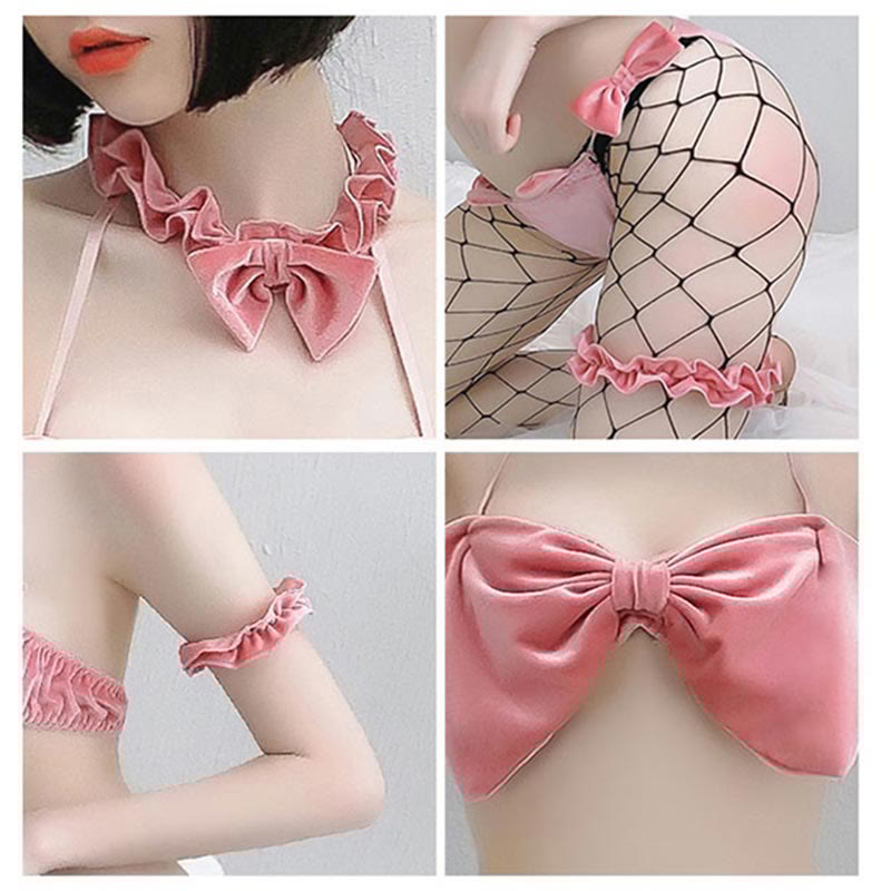 Cat Ears Bow Knot Uniform Lingerie Set