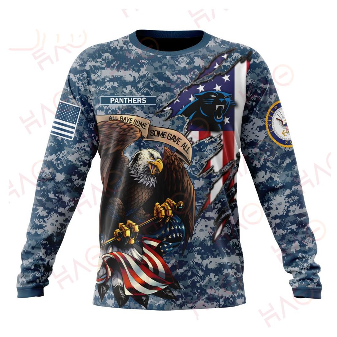 CAROLINA PANTHERS 3D HOODIE US NAVY VETERANS