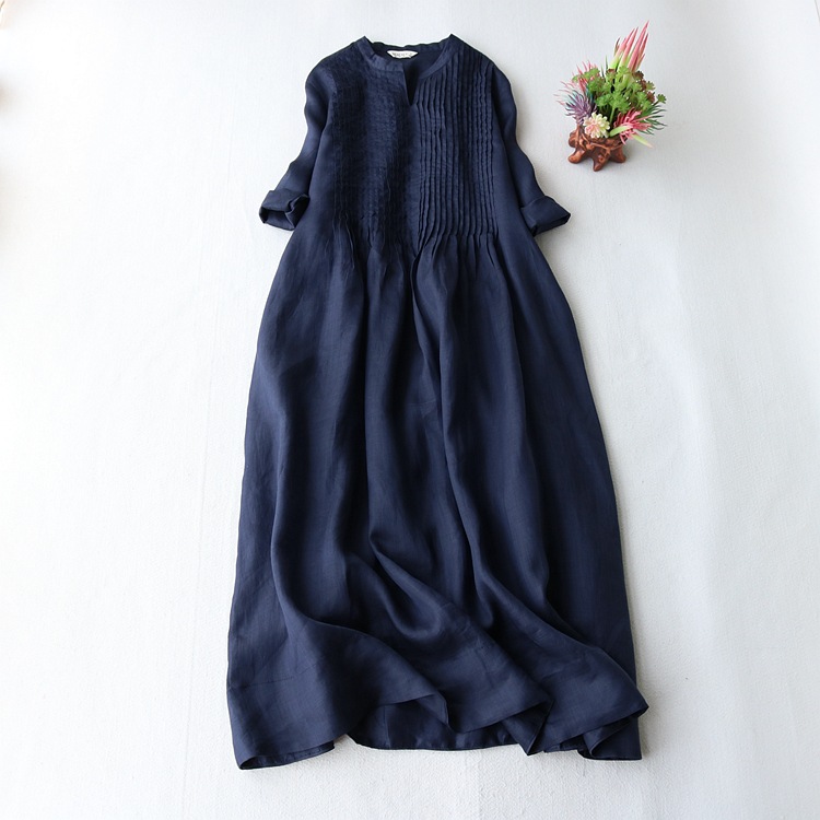 Elegant Accordion Pleated Loose Short Sleeve Midi Dress