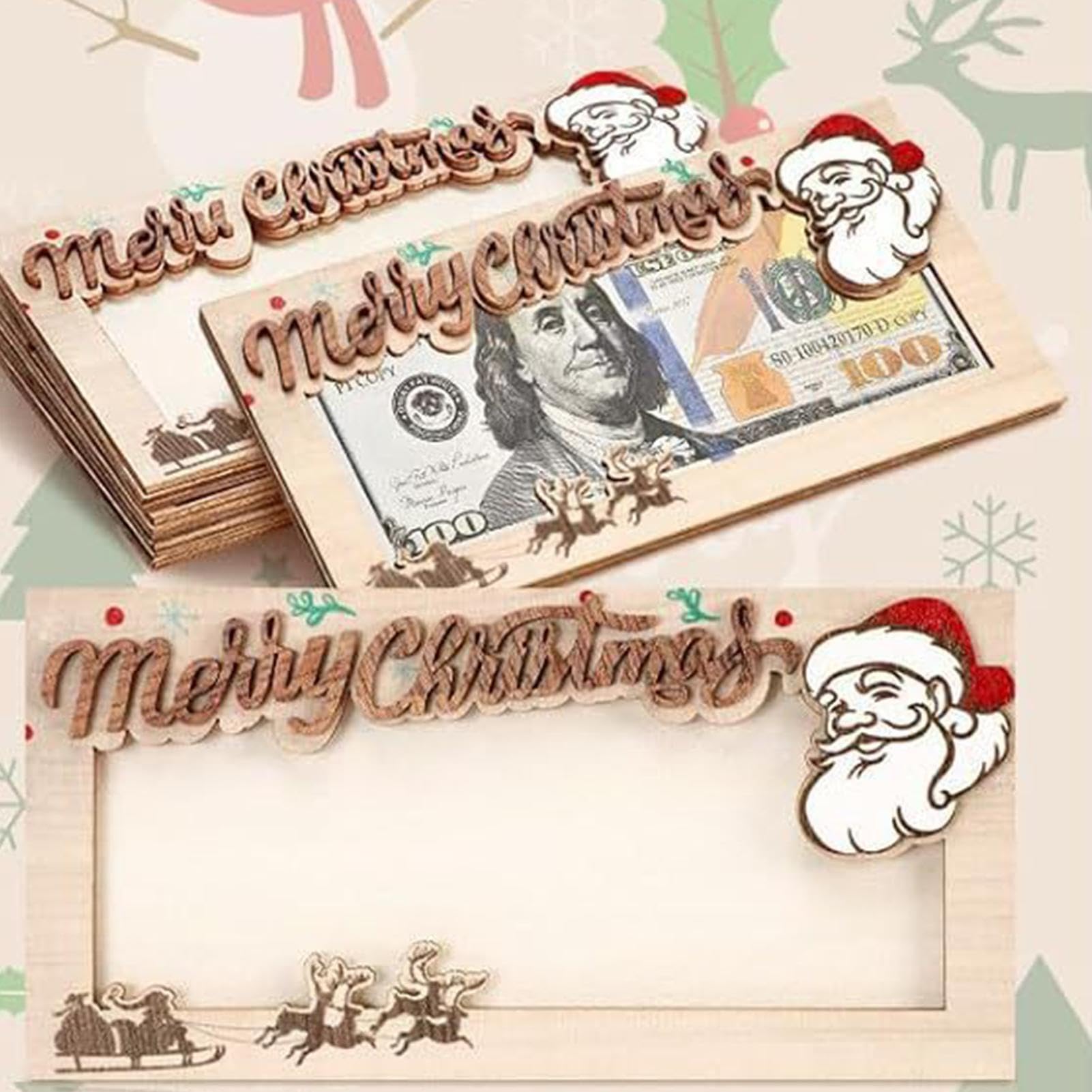 🔥ON SALE🔥Wood Christmas Cash Holders