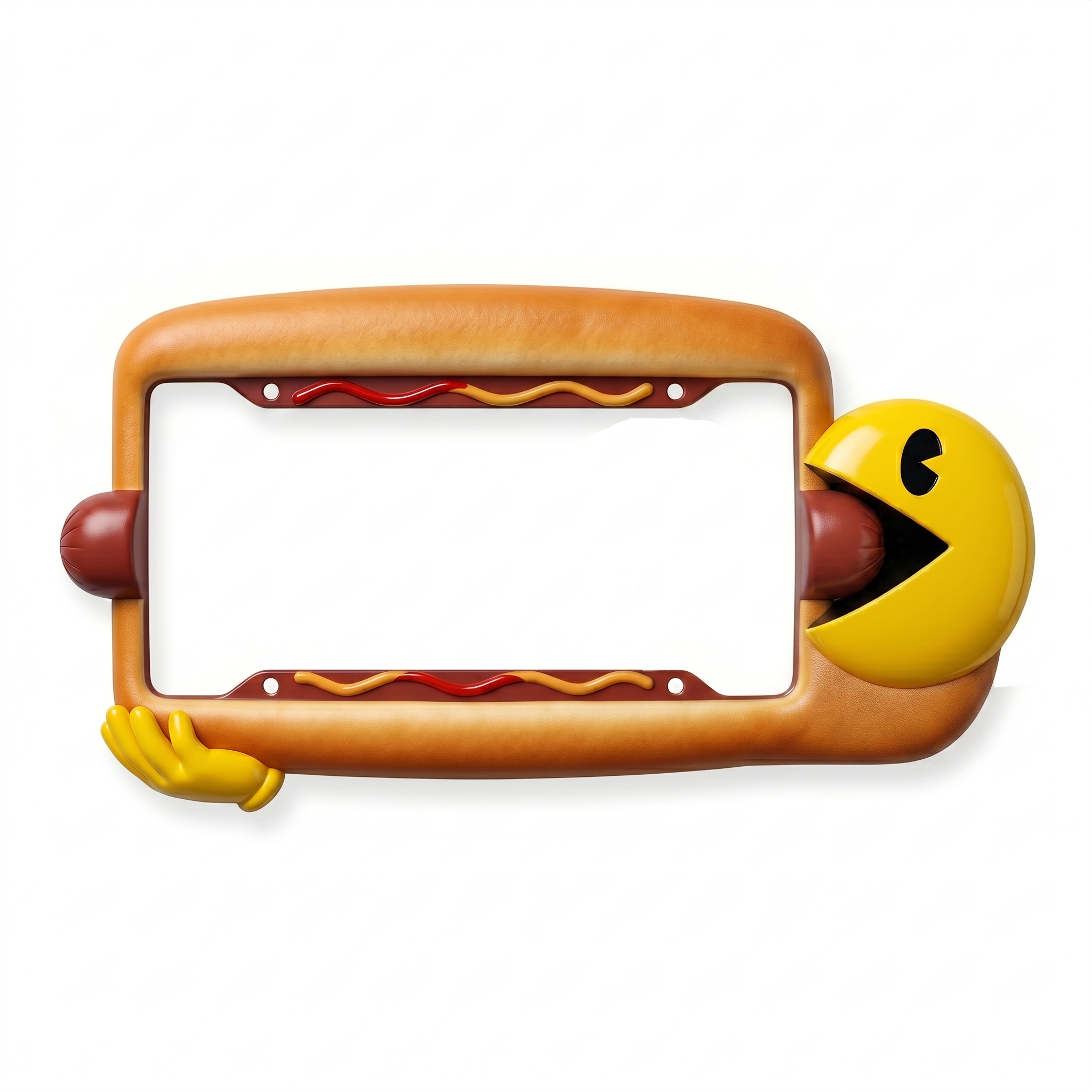 🕹️ Pac-Man Hungry Hot Dog Frame – Level Up Your Ride 🌭