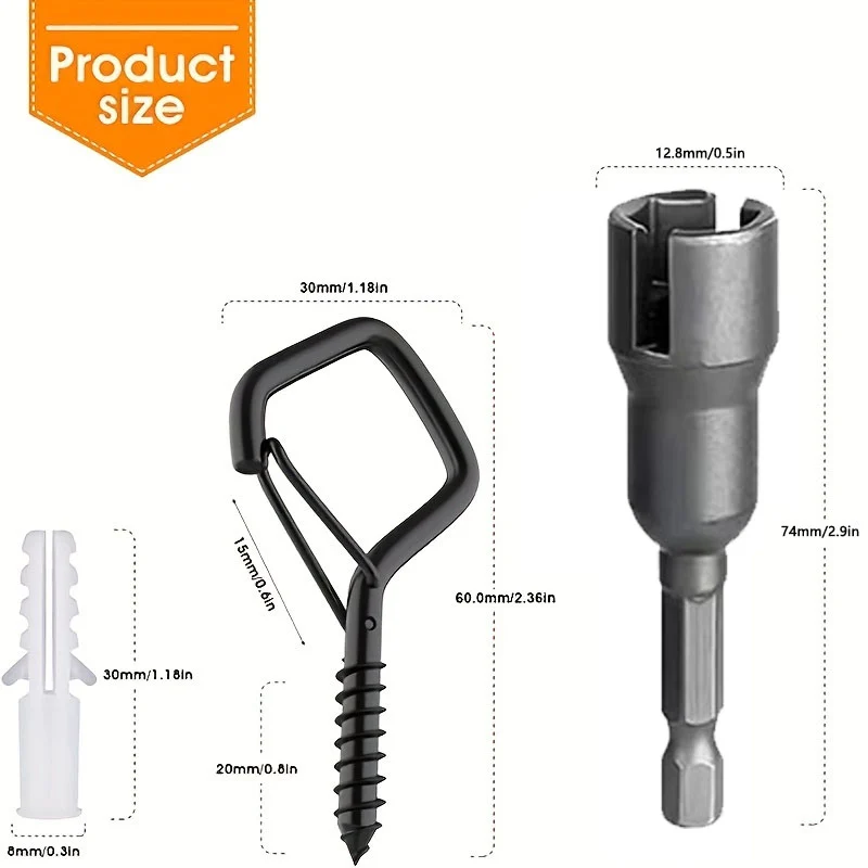 🎄🎅 Early Christmas Sale 50% OFF-10pcs Square Snap Hanging Hooks - Anti-Drop Bonsai Hooks with Safety Buckles for Christmas Rope String Lights