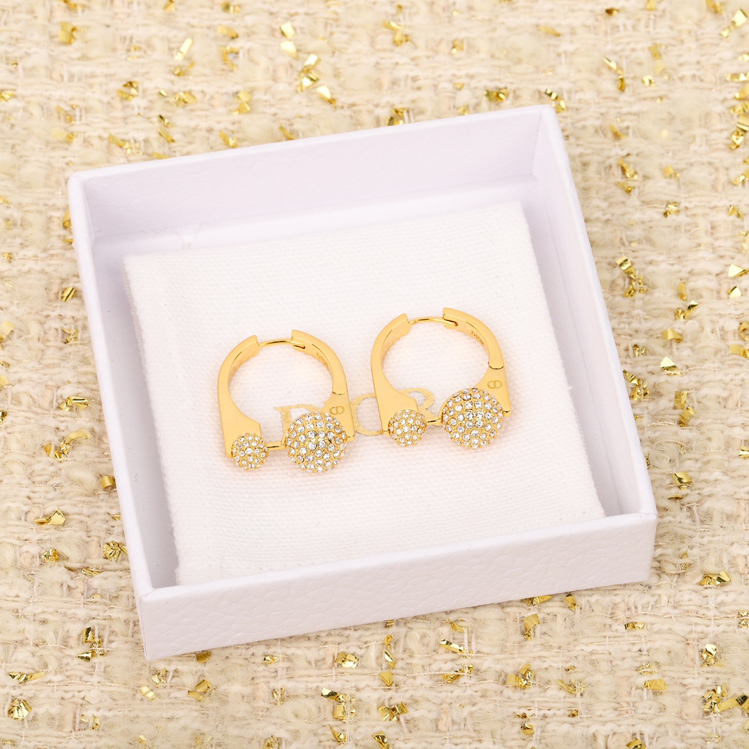 Dior large and small beads full diamond earrings