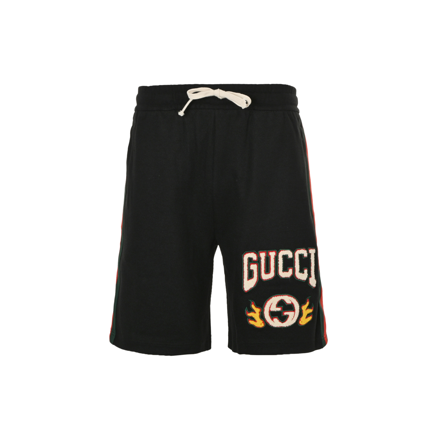 Gucci flame logo towel embroidered lettering shorts
