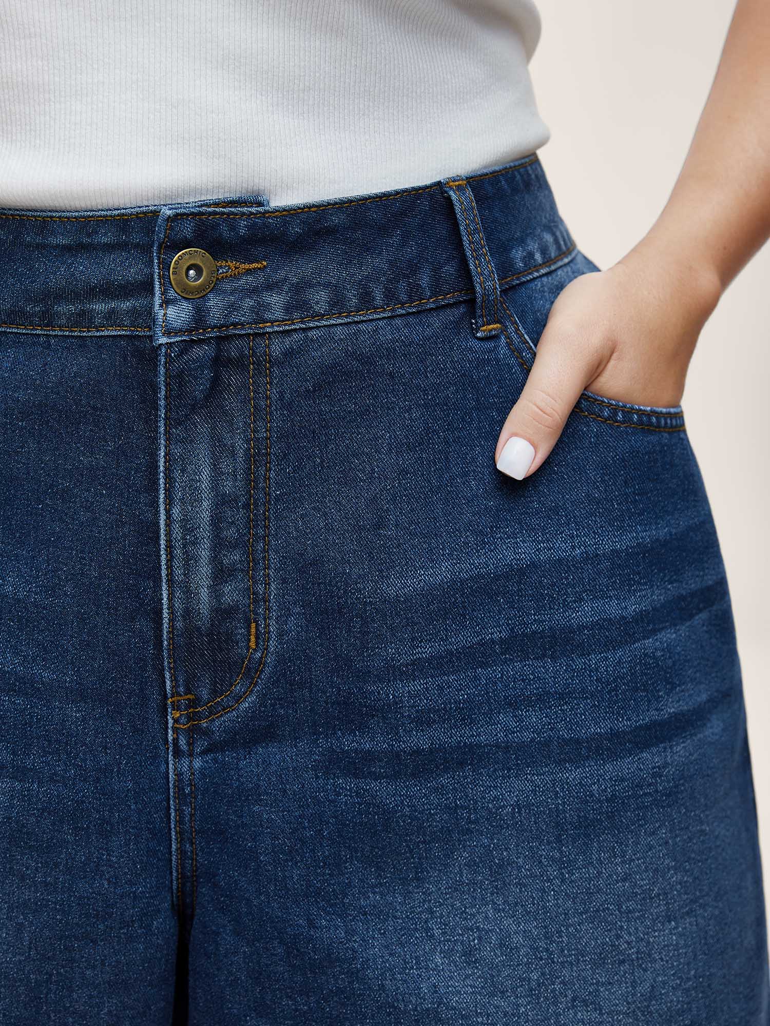 Faded Wash Straight-Leg Denim Shorts