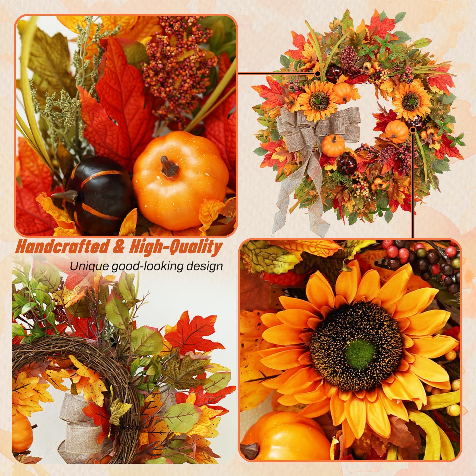 💥ON SALE💥- Fall Sunflower And Pumpkin Wreath  - Year Round Wreath🍂🚪