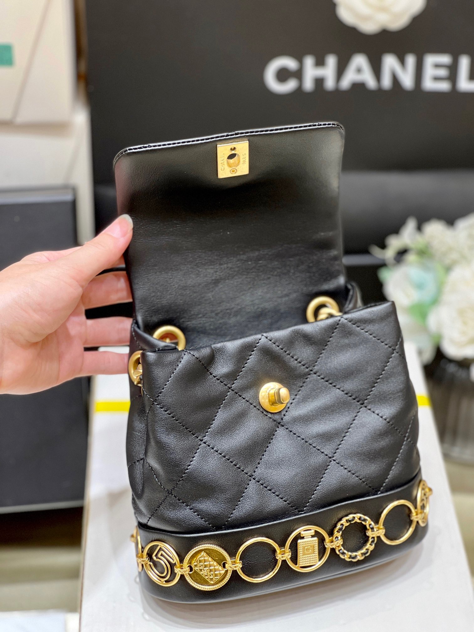 Chanel 23b Fall/Winter Preview Collection Badge Double Backpack AS427500138