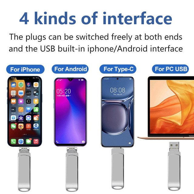 💥Last Day Promotion-[SAVE 50% OFF]--[Multifunctional]Large-capacity four-in-one mobile phone expansion flash drive