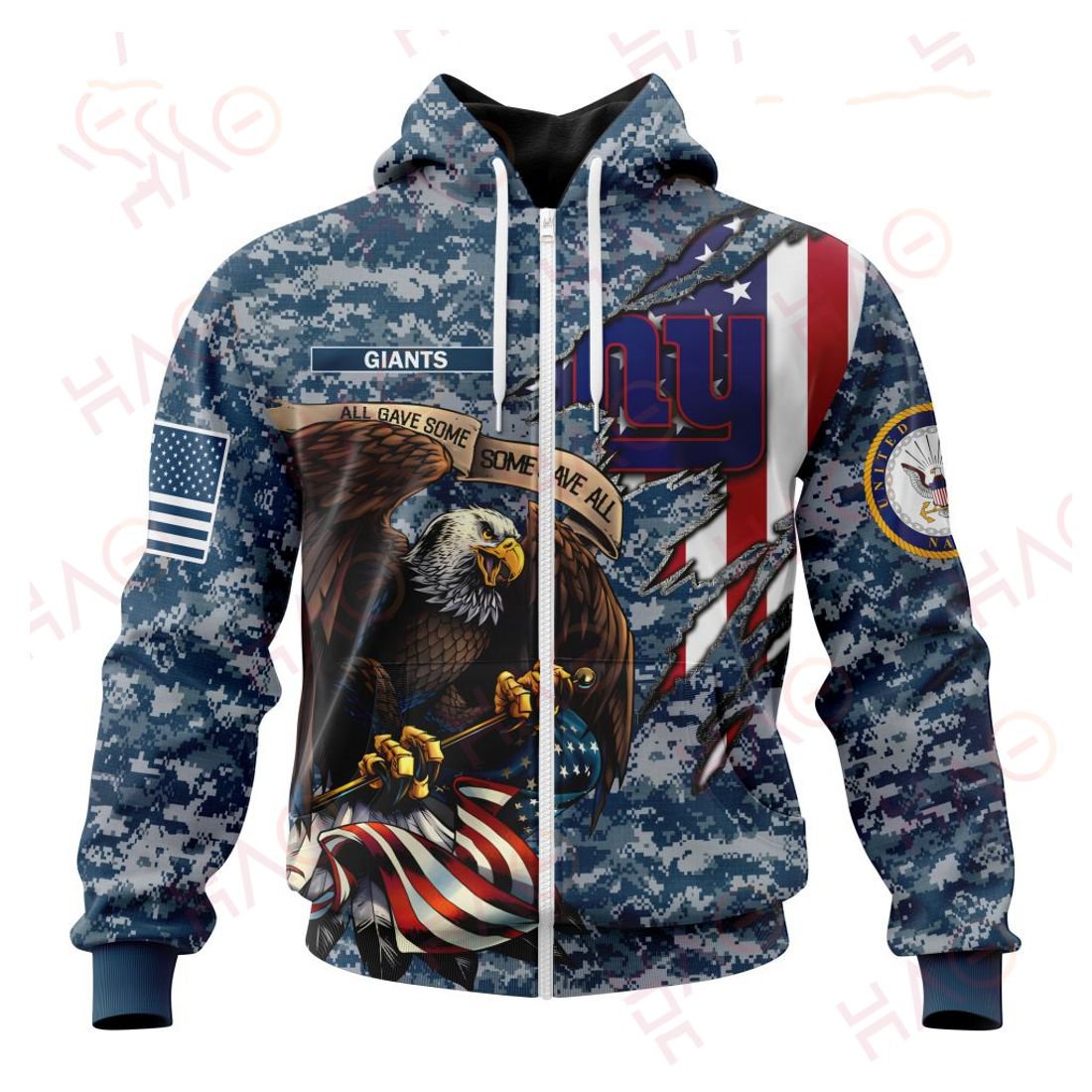 NEW YORK GIANTS 3D HOODIE US NAVY VETERANS