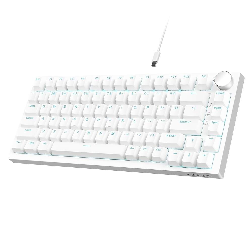 A.JAZZ X Attack Shark AK820 - 75% TKL Wired Mechanical Gaming Keyboard - Hot Swap, Upgraded Washer, RGB Backlight, NKRO, Ergonomic Moon for Switch for PC/Win, Pad