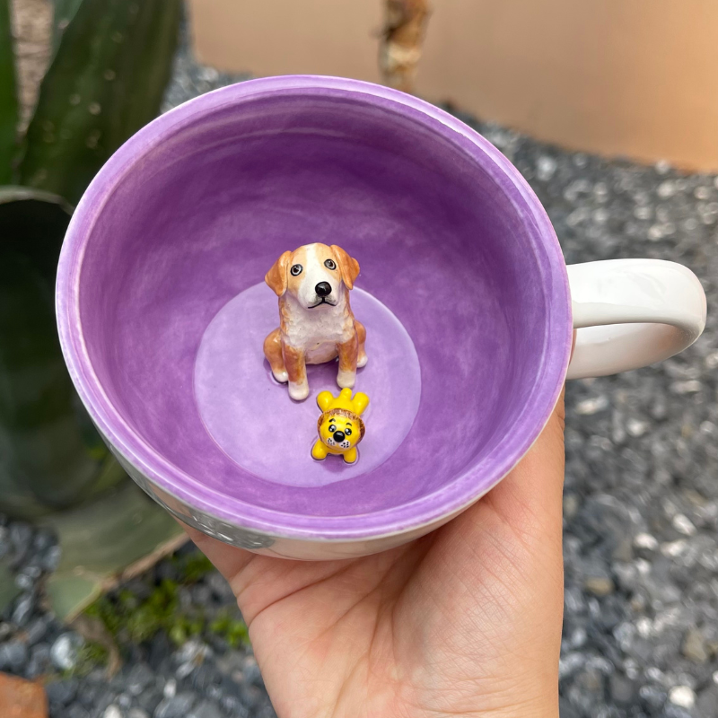 Handmade Custom Pet Figure Inside Ceramic Mug-Labrador