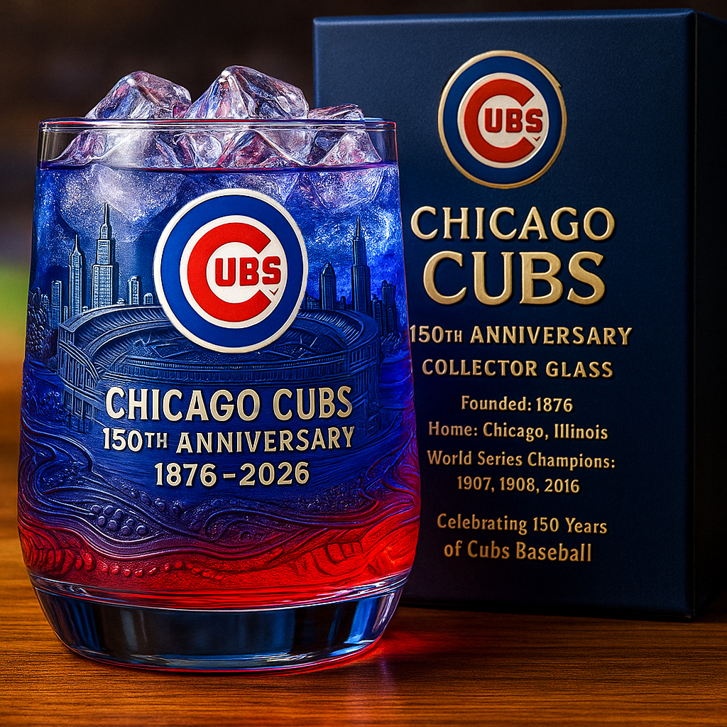 Chicago Cubs 150th Anniversary Whiskey Glass