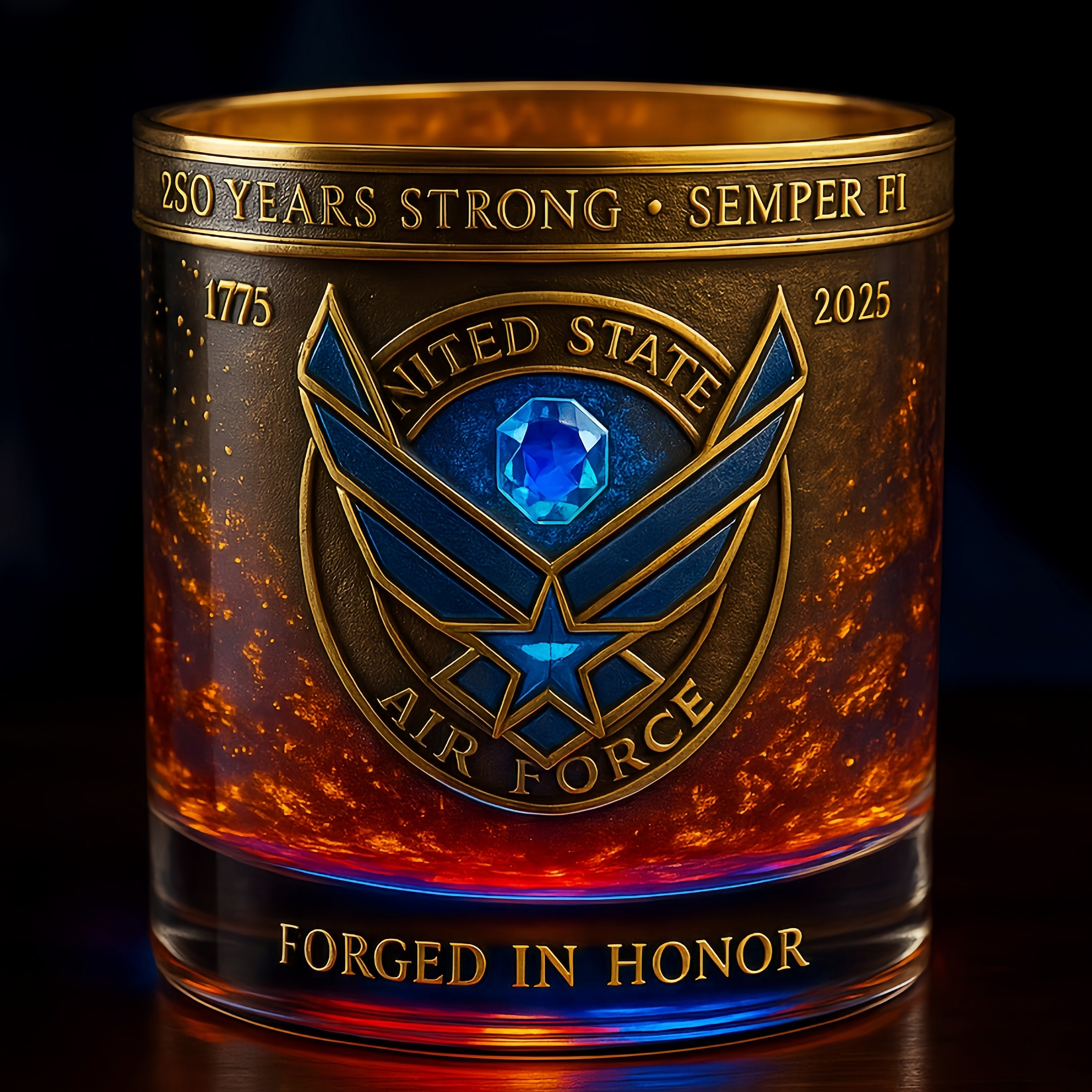U.S. Marine Corps 250th Anniversary Whiskey Glass Set