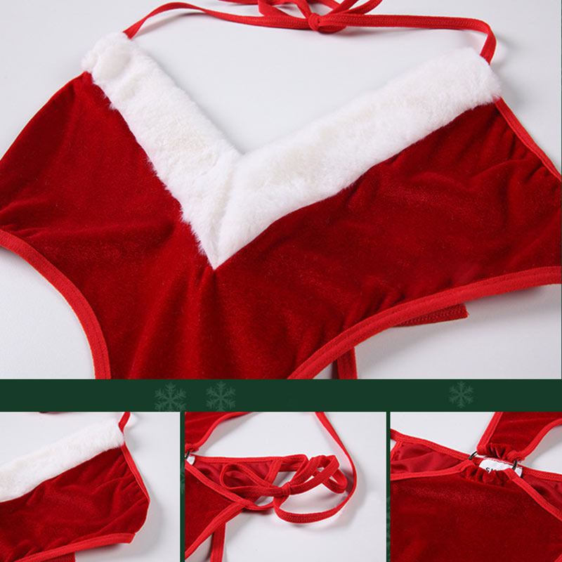 Christmas Hollow Bodysuit Lingerie Set