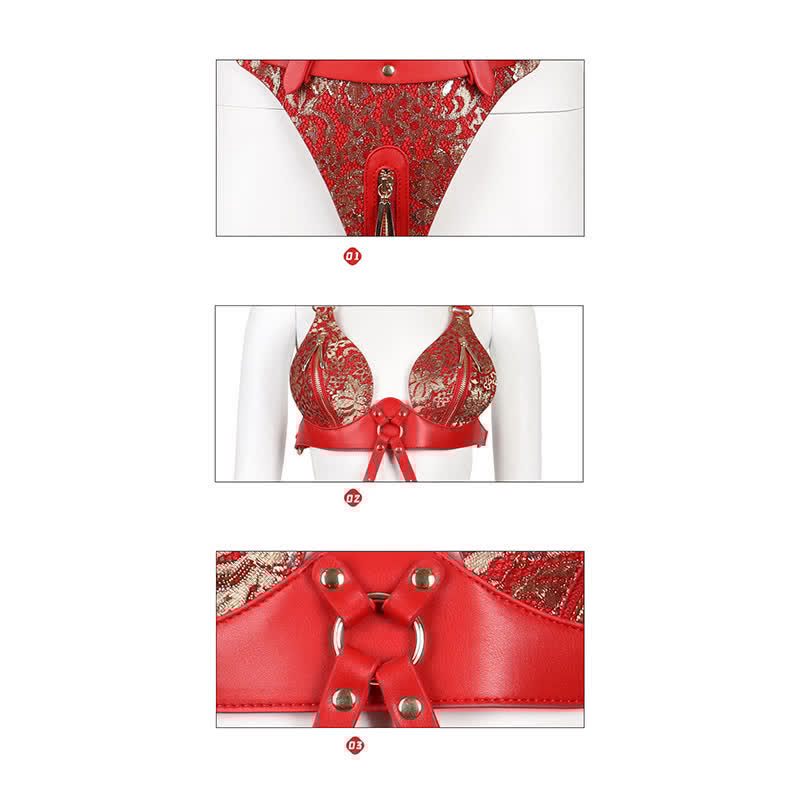 Sexy Lace Zipper Lingerie Set