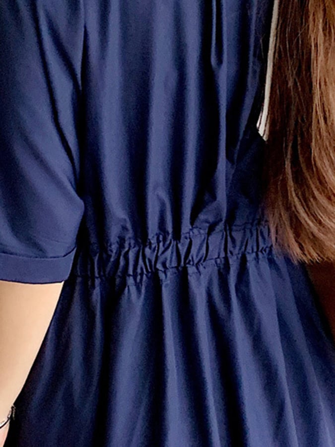 Women's Solid Color Single-Breasted Mid-Length Loose Cotton And Linen Casual Dress