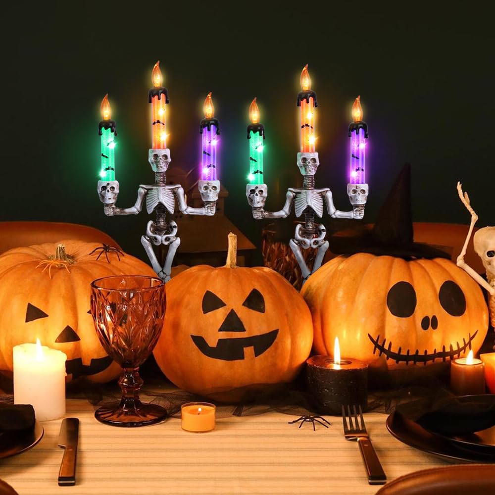 🎃Early Halloween Sale👻Skull Halloween Candelabra Decorations
