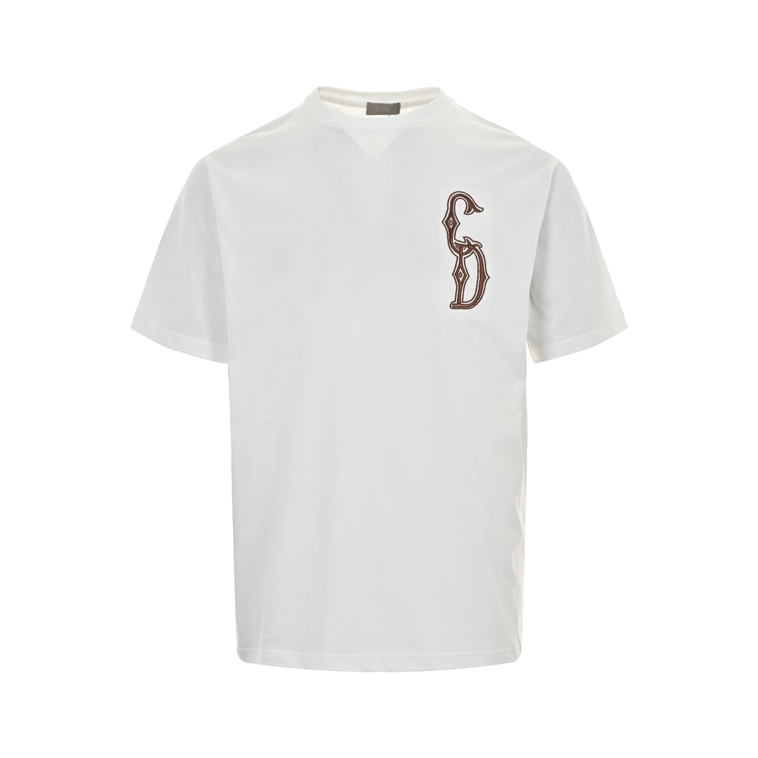 Dior 24ss gold thread embroidered CD short sleeve