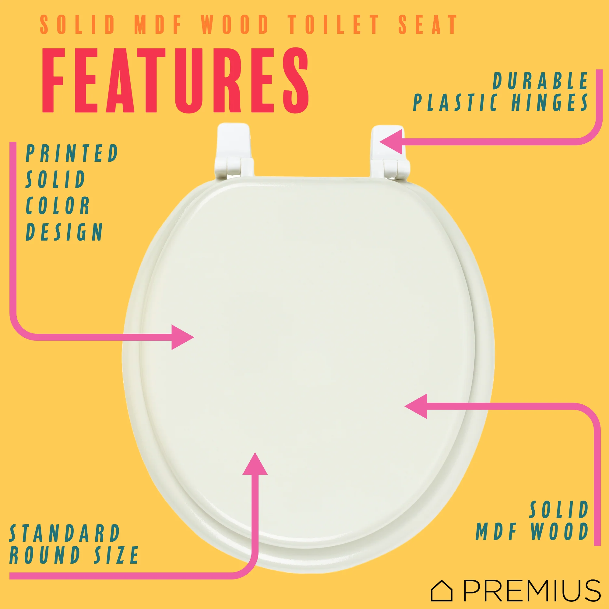 PREMIUS Wood Toilet Seat, Standard Round, 17 Inches