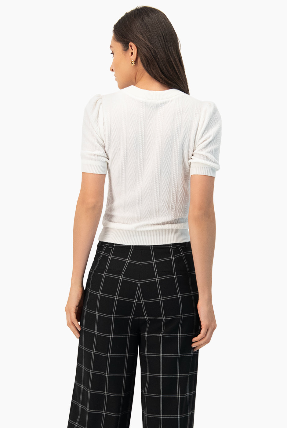 Blusa recta tejida y cuello redondo