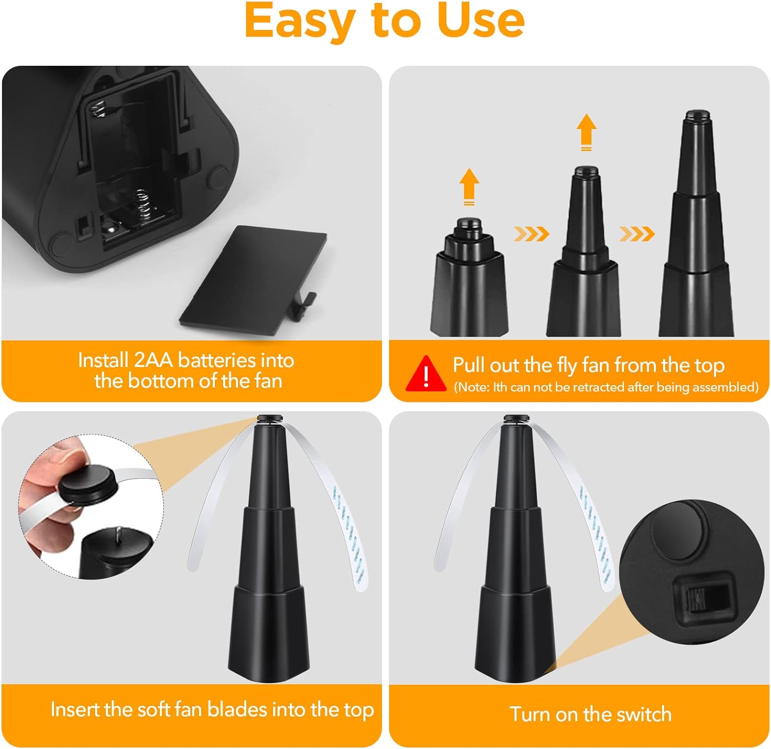 👍Last Day Promotion 60% OFF💥Portable & Soundless Fly Fans for Tables