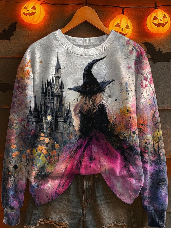 🔥Buy 3 Get 10% Off🔥Women's Witch Art Print Round Neck Sweatshirt