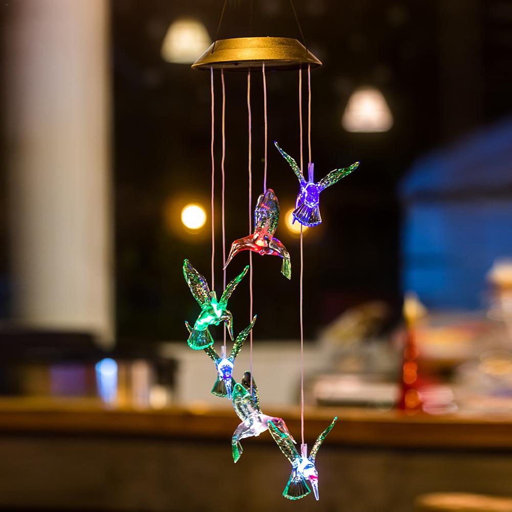 Solar-Powered Dangling Hummingbird Lights