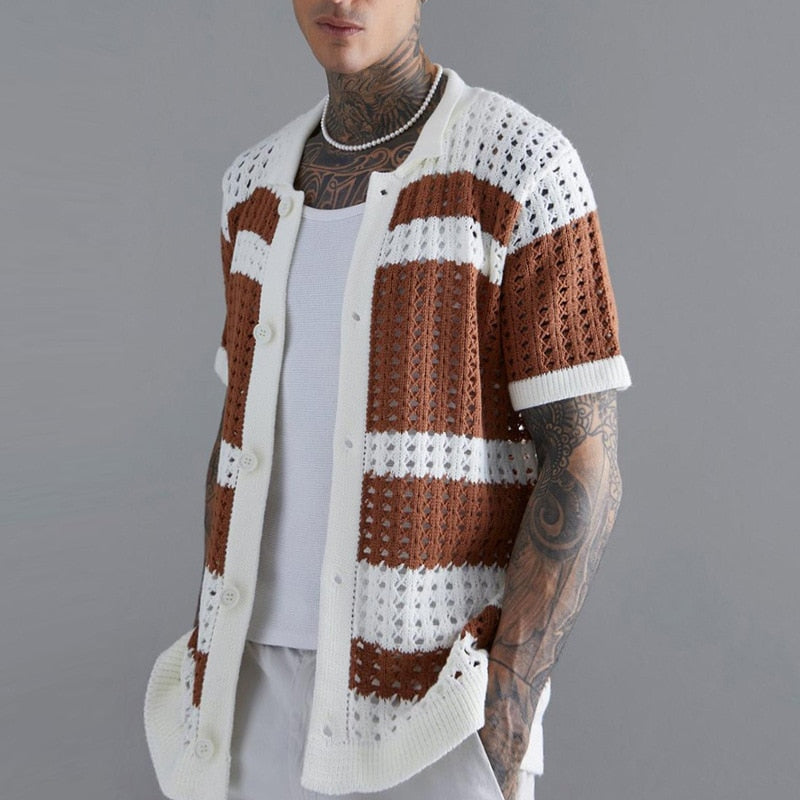 Men's Knitted Button-up Shirt
