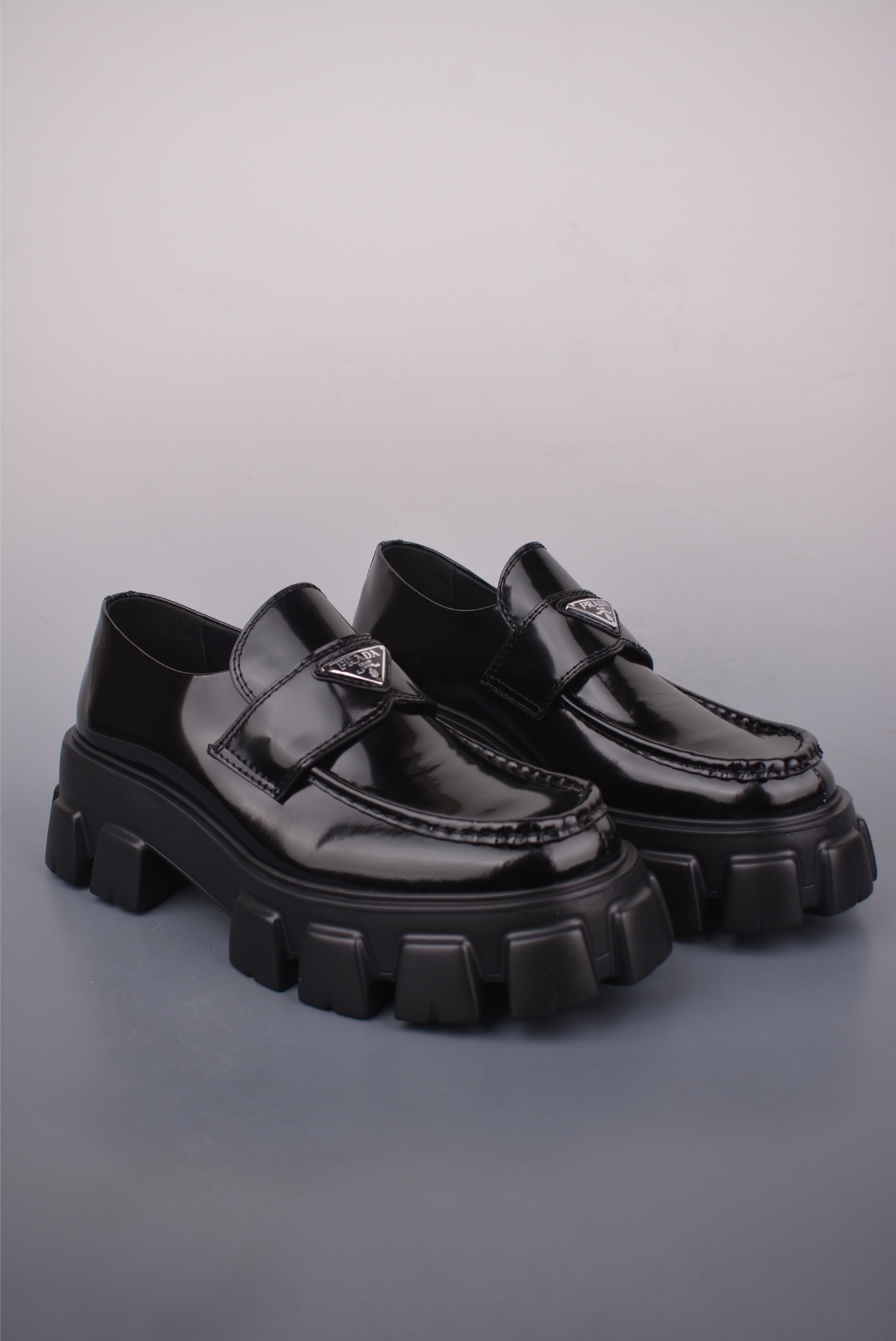 Prada Platform Logo Lace-Up Loafers 80906