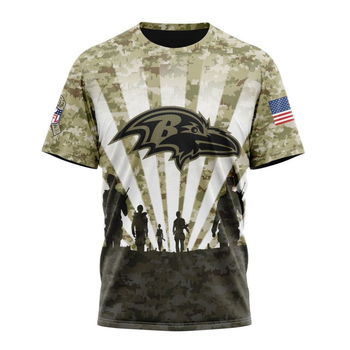 BALTIMORE RAVENS 3D HOODIE HONOR VETERANS