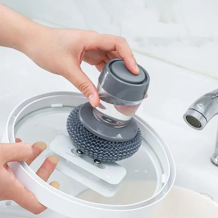 (🔥Last Day Promotion-SAVE 60% OFF) - Kitchen Soap Press Dispensing Palm Brush