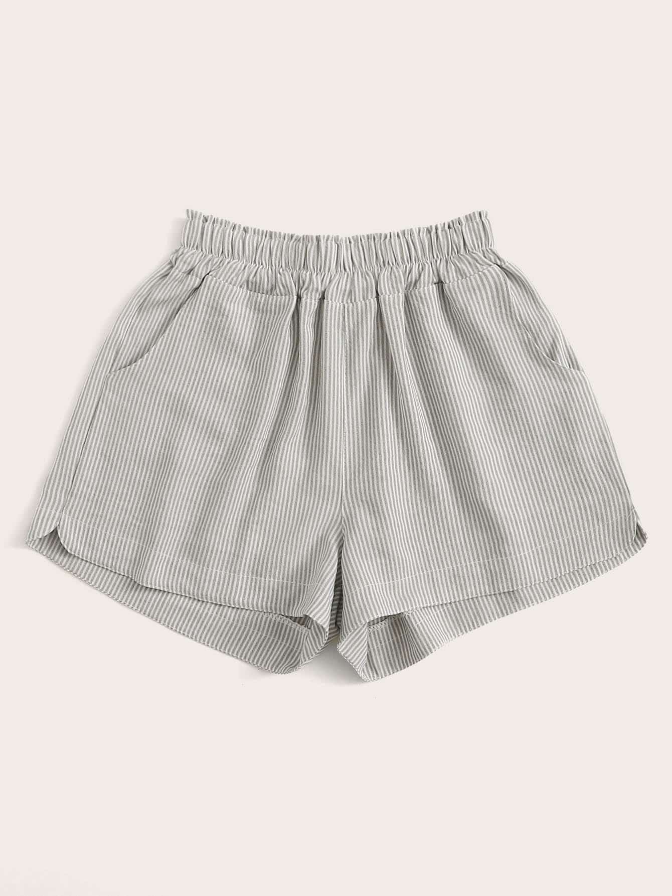 Elastic Waist Striped Shorts