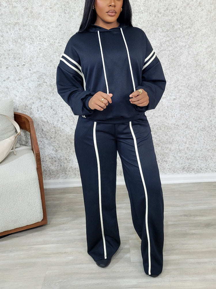 Striped Hoodie & Wide Joggers Set