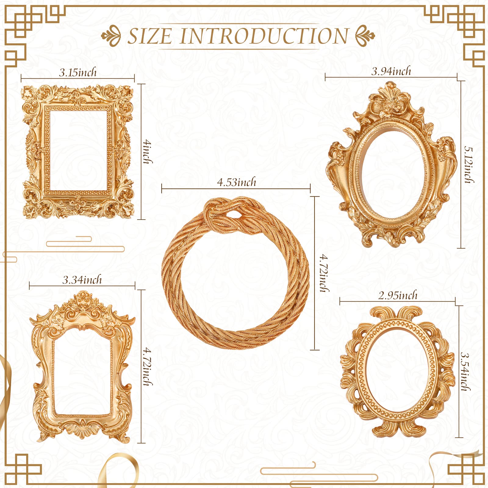 5 Pieces Vintage Resin Antique Picture Frame