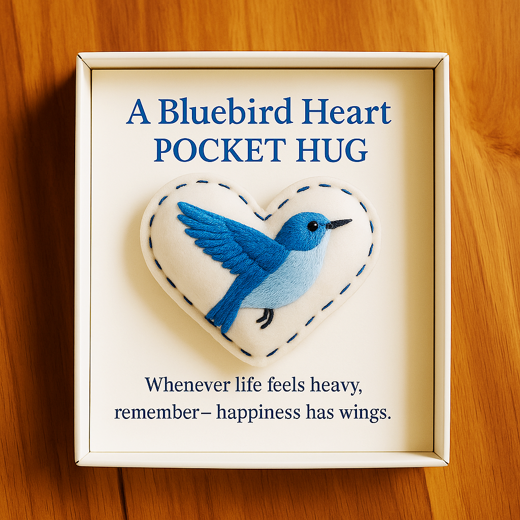 💙Handcrafted Heart-Shaped Bird Pocket Pillow (Includes Gift Card)