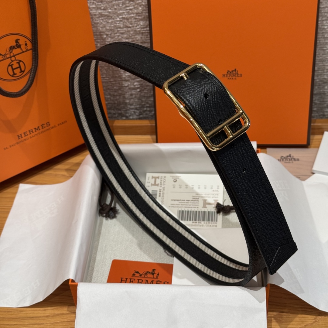 Hermès Half Cod Riviera double-faced leather belt, 3.8cm wide