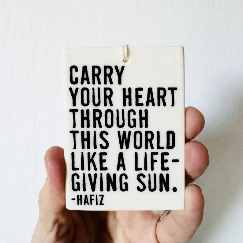 hafez quote ceramic wall tag • ceramic wall hanging • inspirational quote