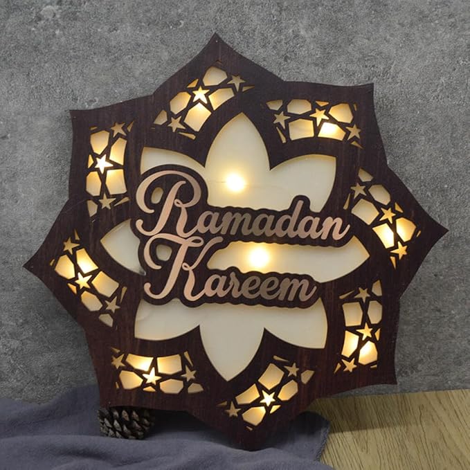 💐💐Dimensional Wooden Ramadan Glow Night Light Decoration Set
