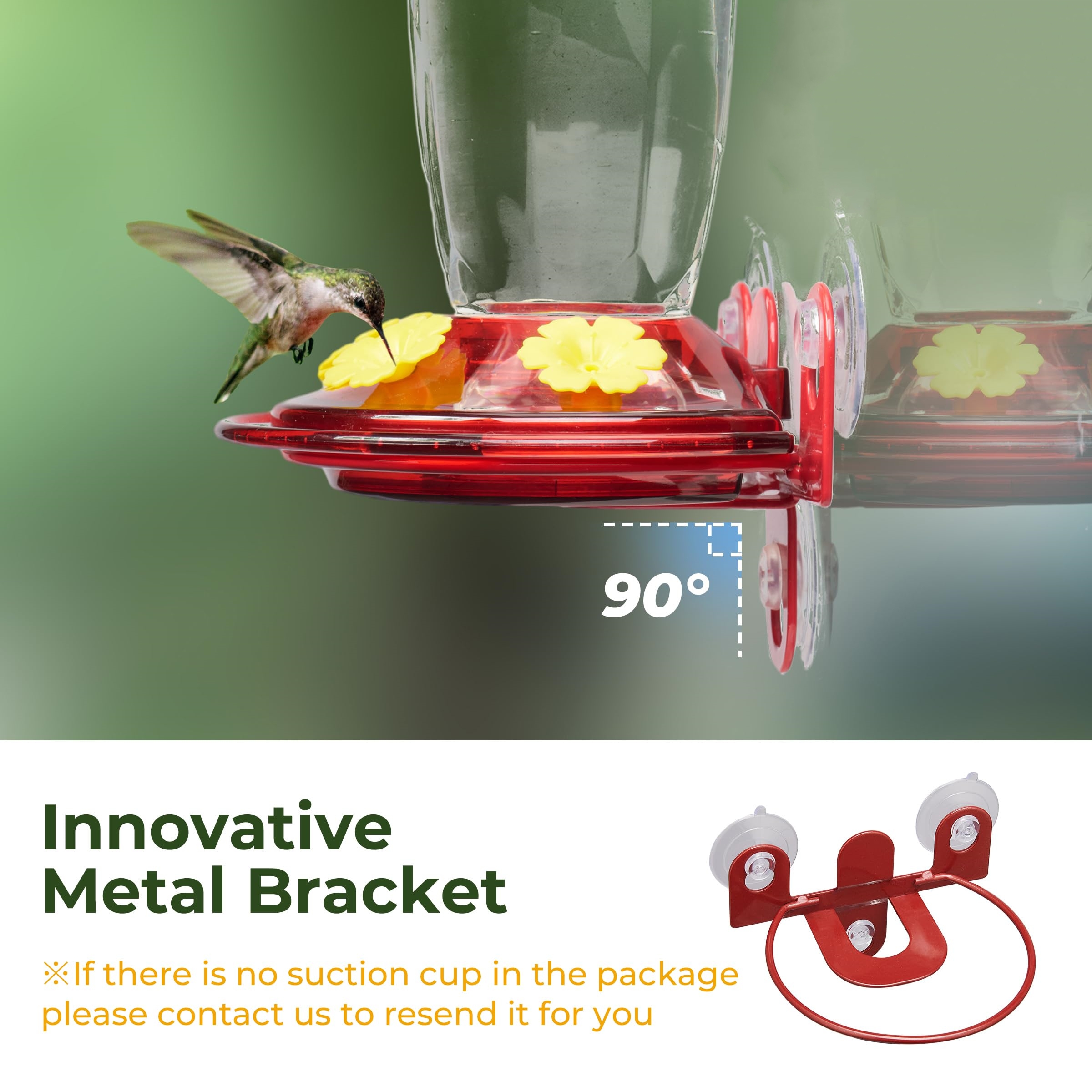 🔥On Sale🔥Window & Wall Mounted Hummingbird Feeder 🐦🌸 16 Oz Leak Proof & 4 Bee Proof Feeding Ports
