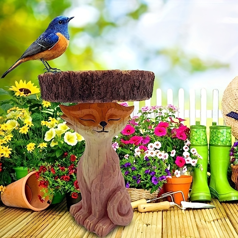 1pc, Outdoor Bird Bath Bowl Resin Crafts, Weatherproof Garden Water Feature Drinking Feeder Decoration, Wild Birds Free Standing Decor, Home Garden Yard Decorations