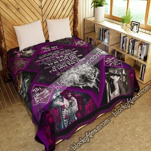 To My Only Love. Skull Couple Quilt Blanket