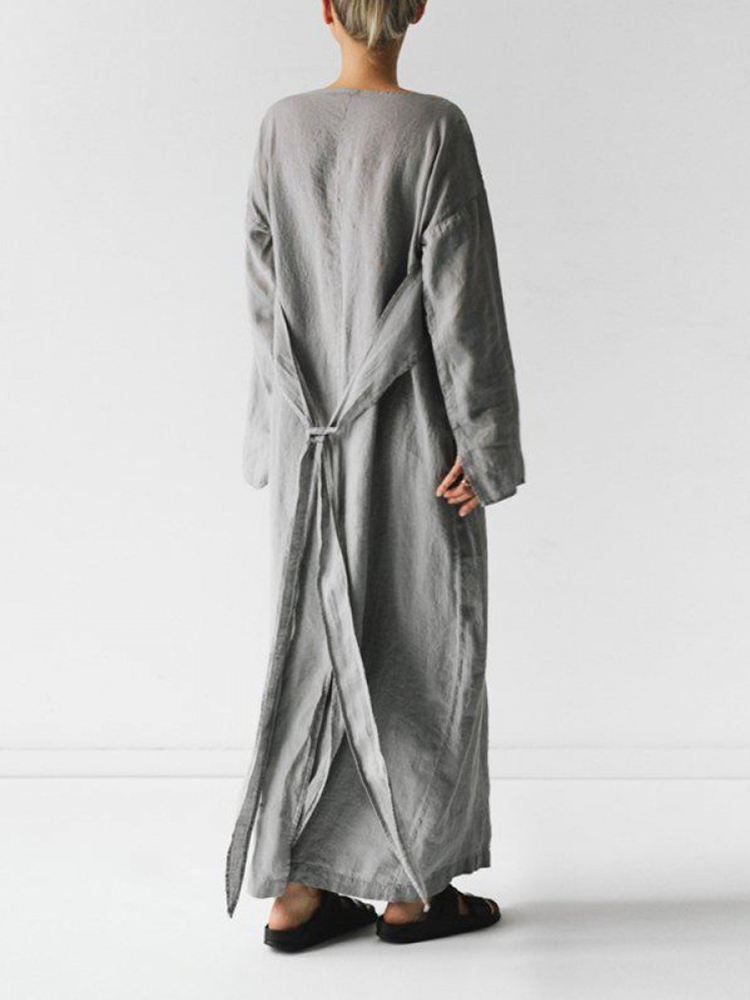Oversize Tied Side Slit Maxi Dress