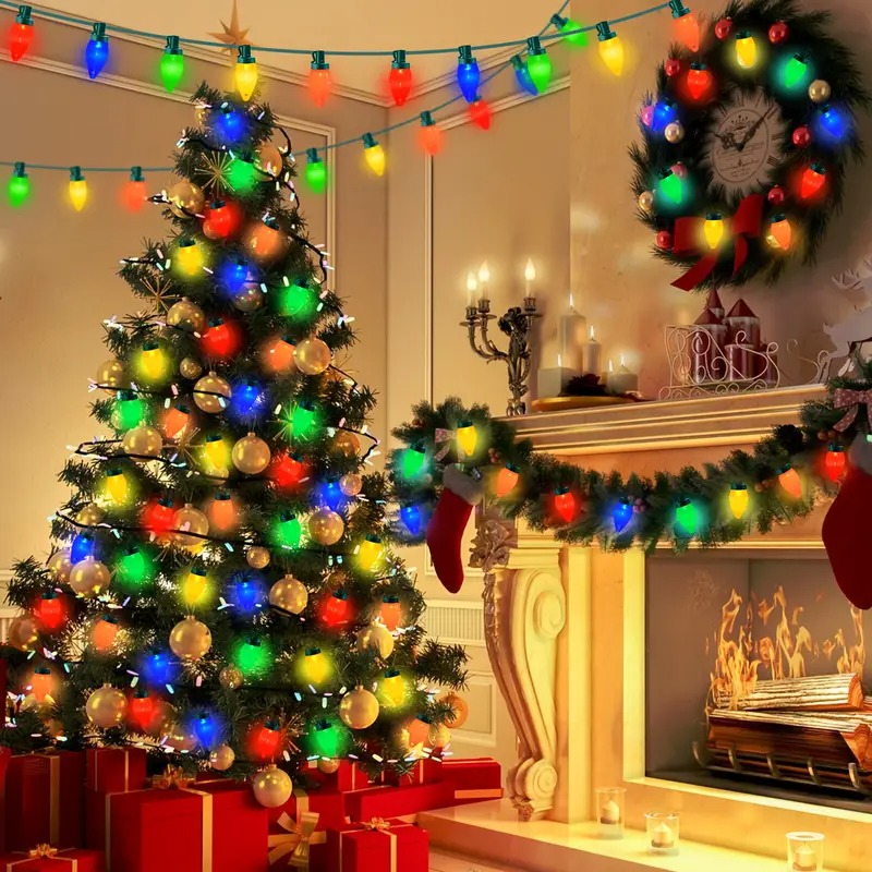 🎄Early Christmas Sale🔥Vintage Christmas String Lights with Timer，Waterproof