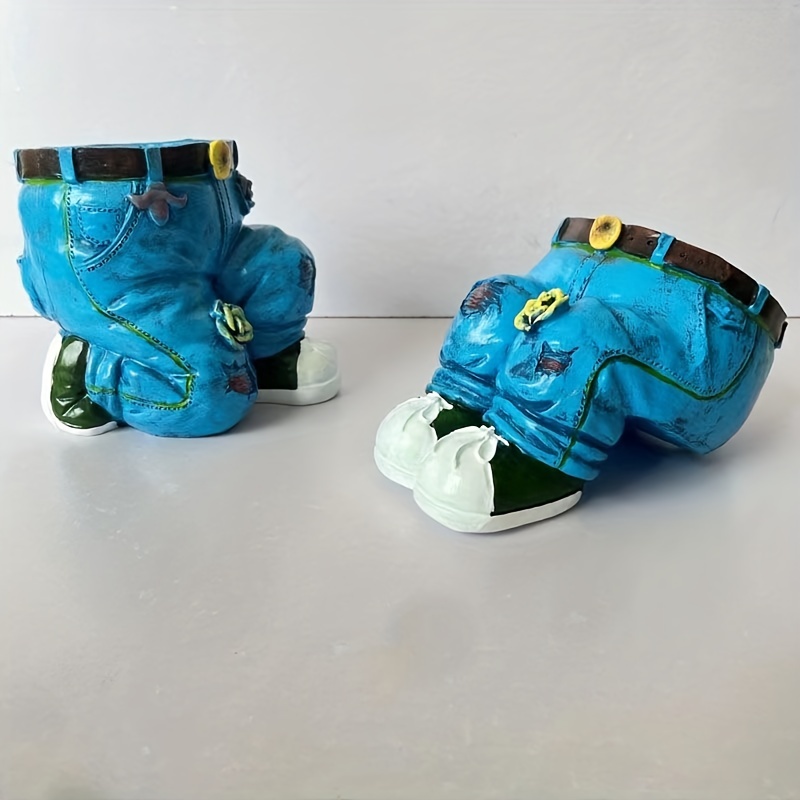 1pc Creative Jeans Shaped Planter, Garden Resin Vintage Figurine Planter, Vase Flower Pot Container Home Lawn Yard Patio Outdoor Decoration