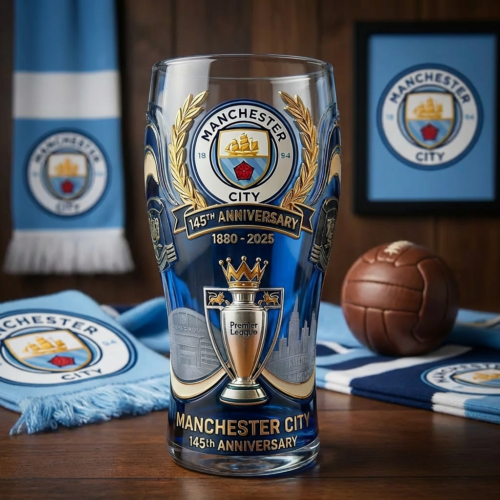 Manchester City's 145 Years Anniversary Pint Glass