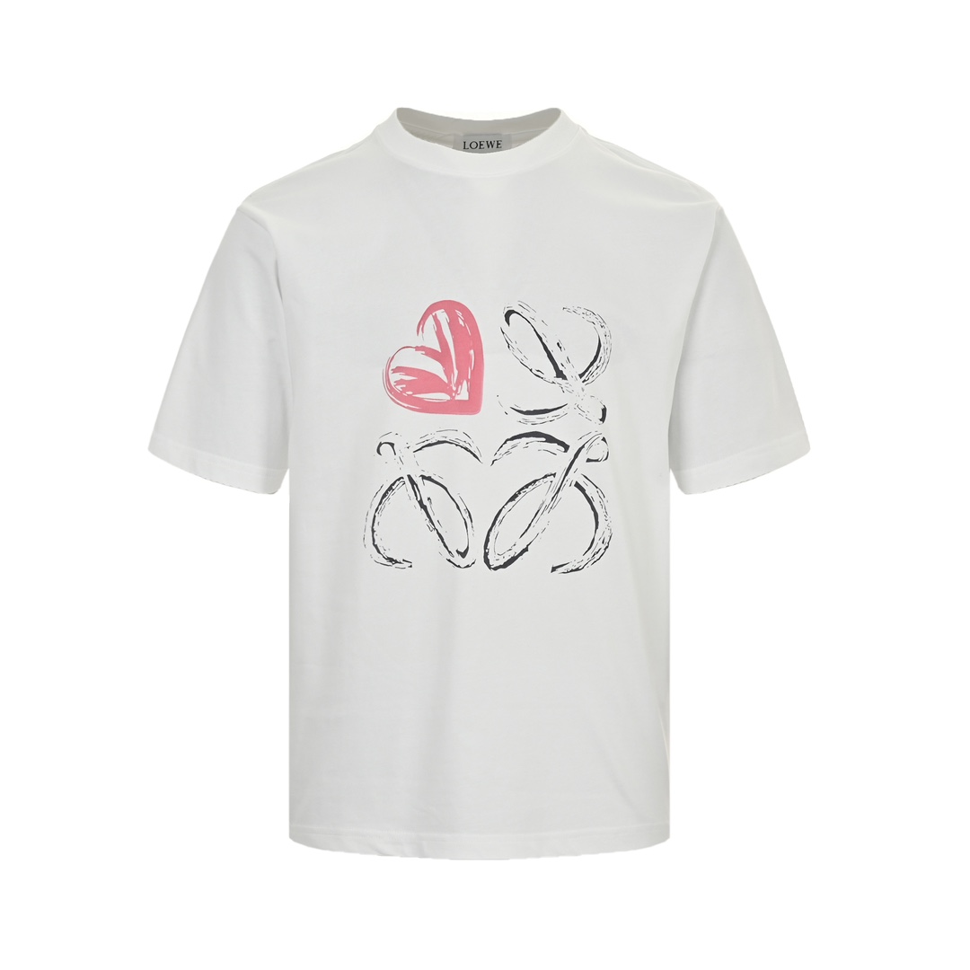 Loewe 24ss hand-painted heart logo printed short sleeves