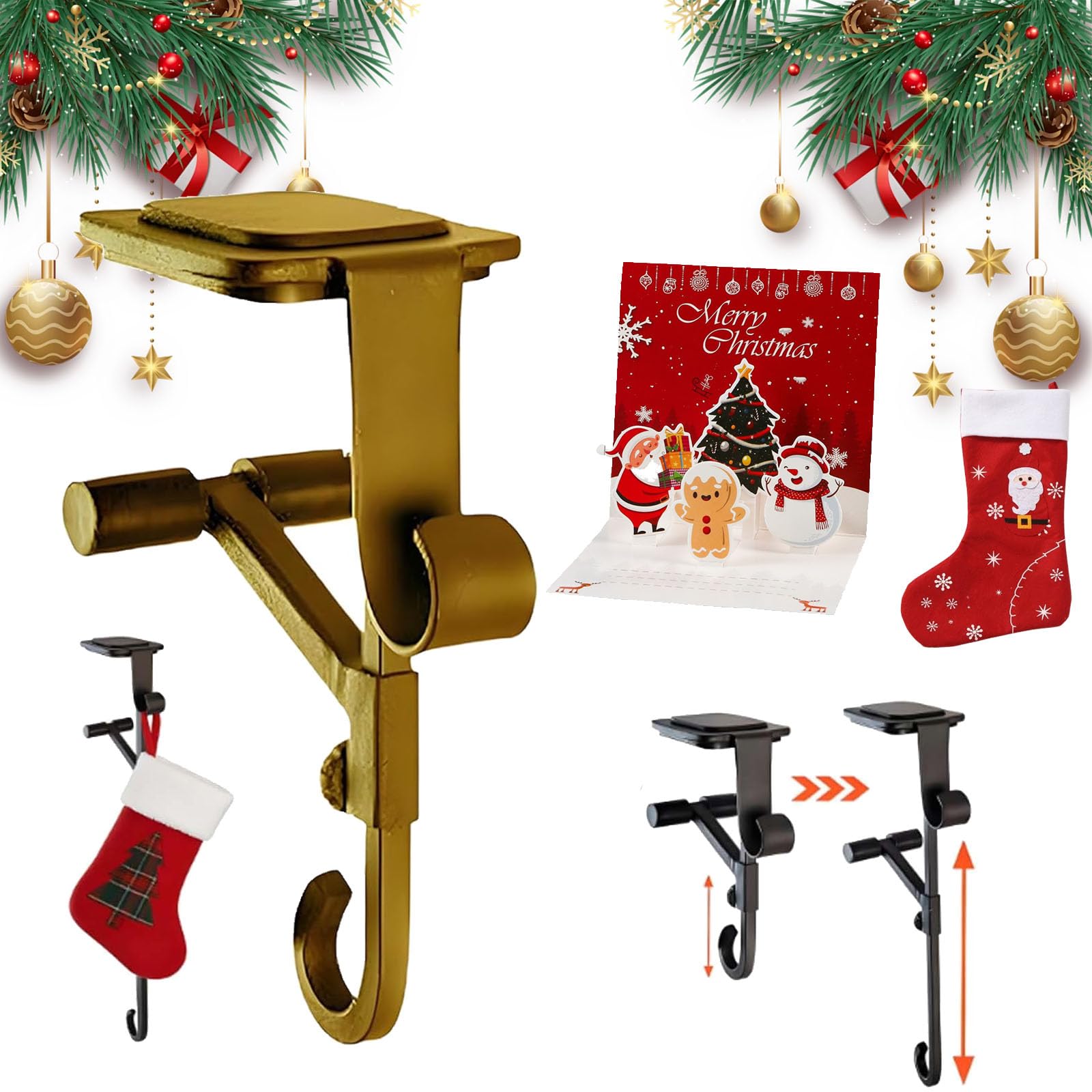 💥ON SALE💥Fireplace Stocking Holder and Garland Hanger, Adjustable Design🎀