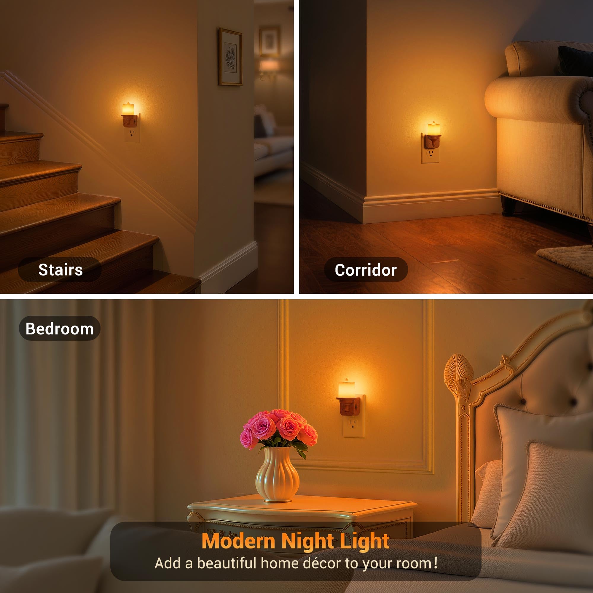 💥ON SALE💥LED Candle Night Light with Light Sensor, Plug into Wall🕯️🌙
