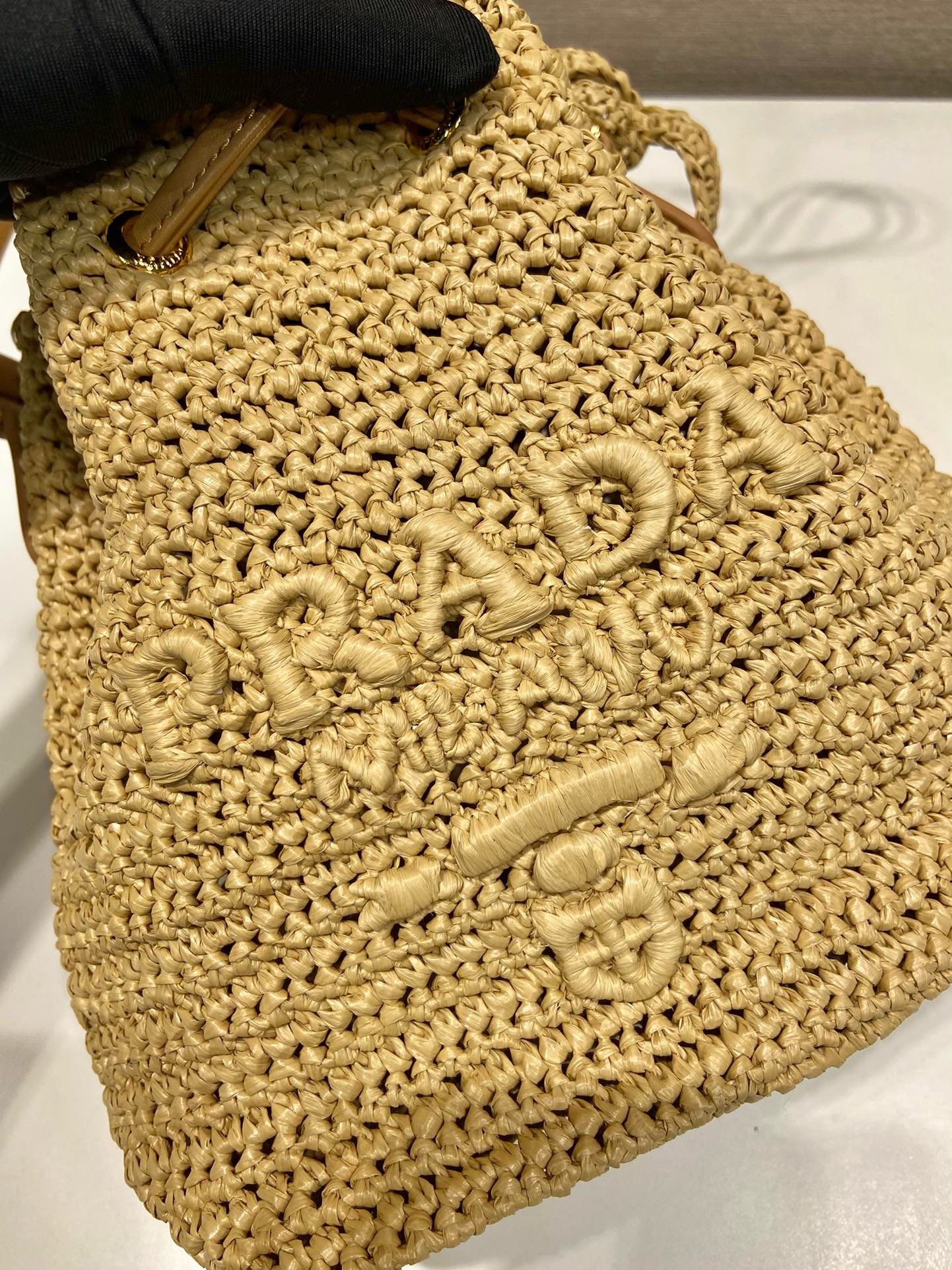 Prada Straw Bucket Bag 1BE068
